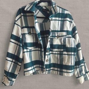 Love Tree Utility Jacket Green and Cream